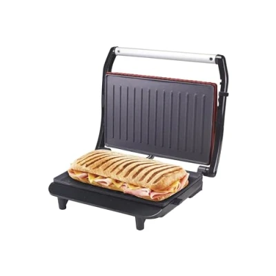 Bild av Beper P101TOS002 Toaster/Panini Maker/Electric grill, 850W, Non stick plate, Heat insulating handle, Red