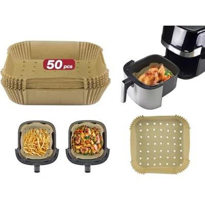 Bild av BEPER C103ACC003 Air fryer baking paper, Set of 50 pcs, 20x20 cm, Square Non stick and Biodegradable