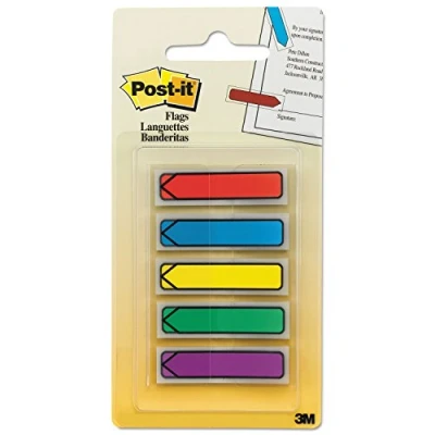 Bild av Post it Index Pilflagga, blandade färger 11,9 mm x 43,2 mm, 100 flaggor/dispenser, 1 dispenser/förpackning för att markera eller viktig information