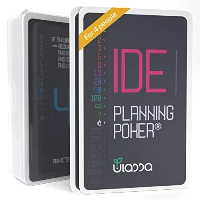 Bild av Agile Planning Poker kort för 4 personer Scrum kortset effektiv kostnadsuppskattning av komplexa projektkrav i teamet Made in Germany IDE version