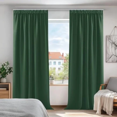 Bild av Deconovos veckade mörkläggningsgardiner för gardinstång, par