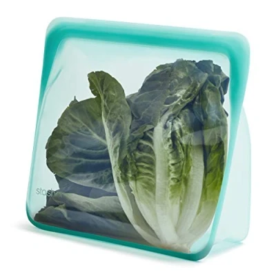 Bild av Stasher Stand Up Bag Mega (Aqua) Återanvändbara smörgåspåsar för resor och matförvaring plastpåsar med dragkedja 24,1 cm x 27,9 3,8 cm/3 L