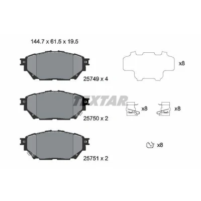 Bild av TEXTAR 2574901 Jeu de plaquettes frein avec indicateur d&#039;usure accessoires Fuso (MITSUBISHI): CANTER, MITSUBISHI: Canter 6.Generation,