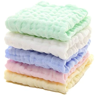 Bild av LIUNIAN 5 pack baby muslin tvättlappar, naturliga 100 % bomull babyvåtservetter, extra mjuk andningsbar nyfödd ansiktshandduk för känslig hud, duschgåva, 6 lager, 30 x cm