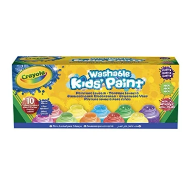 Bild av Crayola 10 tvättbara temperaturfärger, specialeffekter: neon, glitter, metall, 59 ml, färger, 542395