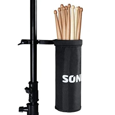 Bild av SONICAKE Trumstickshållare Justerbar Nylon Trumpinne Väska Klämbar Fast Låsbar Aluminiumlegering Hållare för Trumset upp till 5 Par Pinnar