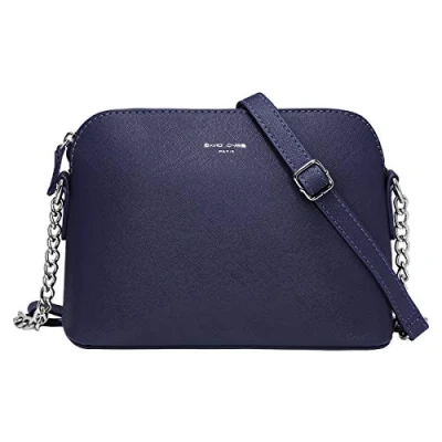 Bild av David Jones Dam Liten Axelremsväska Axelväska Crossbody Bag PU Läder Messengerväska Handväska Dragkedja Mode Kvinnor Resa Blå