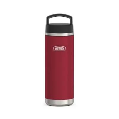 Bild av THERMOS ICON BEVERAGE BOTTLE 0,71 l, röd/bärmatta, termosflaska rostfritt stål 710 ml, isolerad drickflaska, 18 h varm/24 kall, diskmaskinssäker, absolut tät, BPA fri