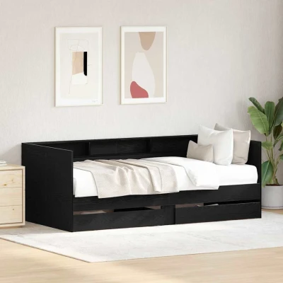Bild av Svart ek Sängsoffa med Lådor Konstruerat trä 100 x 200 cm