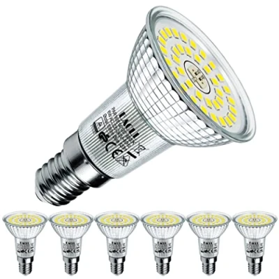Bild av EACLL E14 LED kall vit 6 W ersätter 100 halogen R50 glödlampa, förpackning med 6. 820 lumen 6000 K lampa, AC 230 V flimmerfri energisparlampa, strålvinkel 120 strålkastare inte dimbara