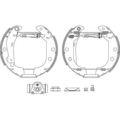Bild av HELLA Shoe Kit Pro 8DB 355 003 951 de freins, freins à tambours avec cylindre roue, élément d&#039;ajustage CITROËN: ZX Break