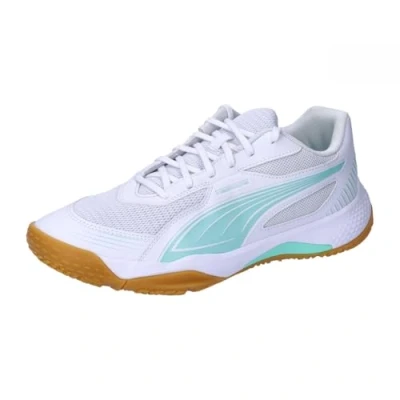 Bild av Puma Unisex Solarflash Iii W+ inomhus domstolssko, vit elektrisk pepparmynta, 44.5 EU