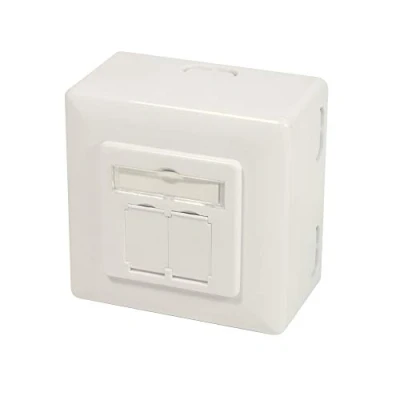 Bild av LogiLink NP0124 Cat.6A wall outlet 2 x RJ45 shielded with backbox pure white
