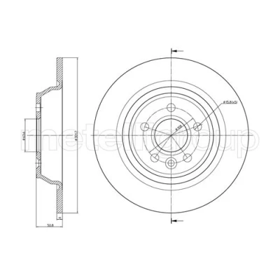 Bild av METELLI 23 0897C Disque de frein 302,0 11,0 5 63,5 plein peint FORD: Focus 2, S Max Mk1, MONDEO 4, LAND ROVER: Range Rover Evoque