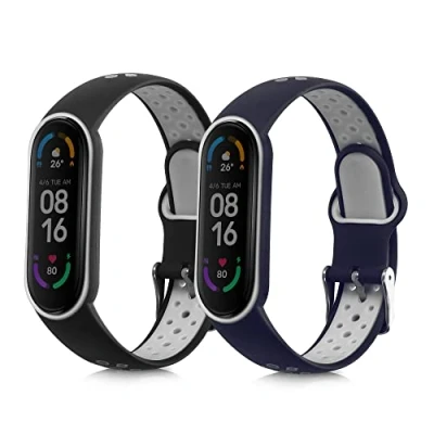 Bild av kwmobile remmar kompatibla med Xiaomi Mi Smart Band 6/Mi 6/Band 5 2 x ersättande klockarmband i silikon, Large, TPU; silikon