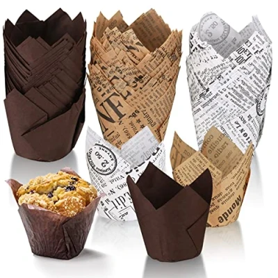 Bild av 150 stycken muffinsformar papper, muffinspappersformar, cupcake formar tulpan, bakformar, papper för bröllop, barn, födelsedag, festtillbehör