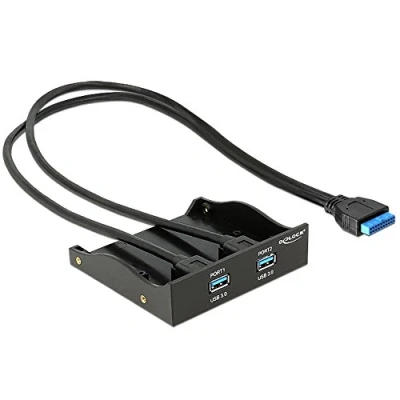 Bild av DeLOCK USB 3.0 frontpanel 2 portar/med 19 stifts stiftshuvud/2x för 3,5 tum (5,25 tum) fack