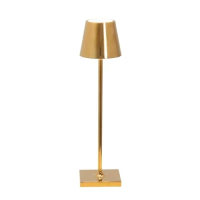 Bild av Zafferano, Poldina Micro Lampa med Blank Guldfinish, Laddningsbar Sladdlös Bordslampa Touchkontroller, Användbar som Inomhuslampa, Dimmer, 2200 3000 K, Höjd 27,5 CM