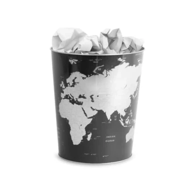 Bild av Balvi Papperskorgen Globe Färg Grå Design Karta Världen Burk 26x22x17,7 cm