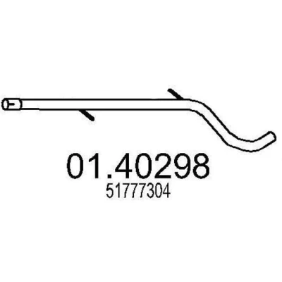 Bild av MTS 01.40298 Avgasrör 920mm Fram för mellanljuddämpare FIAT: 500 Hatchback, Panda II Hatchback
