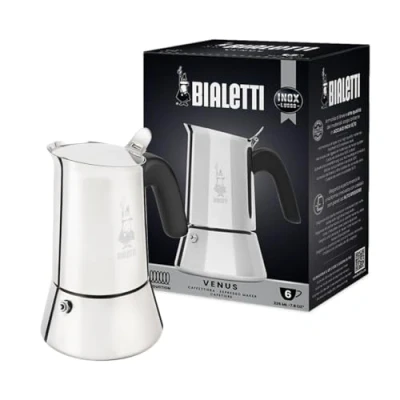 Bild av Bialetti Nya Venus Induction: Italiensk Kaffebryggare För Espresso I Rostfritt Stål, Passar Alla Typer Av Spishällar, 6 Koppar (270 Ml), Aluminium, Silver