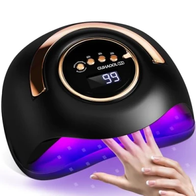 Bild av GUHAOOL 180W nageltorklampa, UV lampa för gelnaglar, naglar professional med handtag, 4 timerinställningar, sensor LCD display, avtagbar bas, nageltork alla nagellack, svart