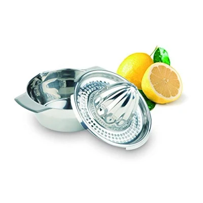 Bild av APS citronpress, juicepress, citruspress med behållare, kökshjälp av rostfritt stål, högglanspolerad, 12 x 17 cm, för 0,35 l