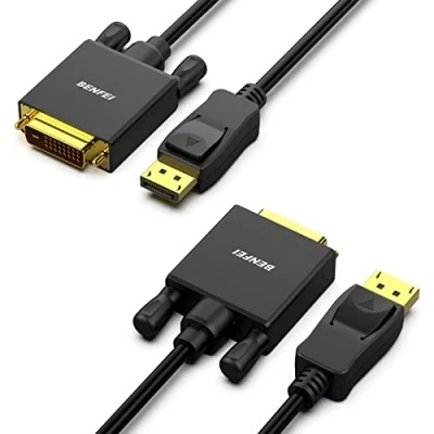 Bild av BENFEI DisplayPort till DVI, 2 stycken 1,8 m förgylld 1080P DP DVI kabel