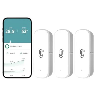 Bild av 3 st WiFi Tuya Hygrometer termometersensor, inomhus utomhus trådlös temperatur luftfuktighet sensor monitor med smarta varningar, hög precision termometer ingen hubb krävs, arbetar Alexa