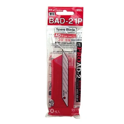 Bild av NT Cutter 9 mm brytbara precisionsklingor, 30 graders blad, 10 blad/förpackning, 1 förpackning (BAD 21P)