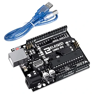 Bild av ELEGOO UNO R3 mikrostyrenhet, bräda, moderkort med USB kabel kompatibel Arduino utvecklingsmiljö