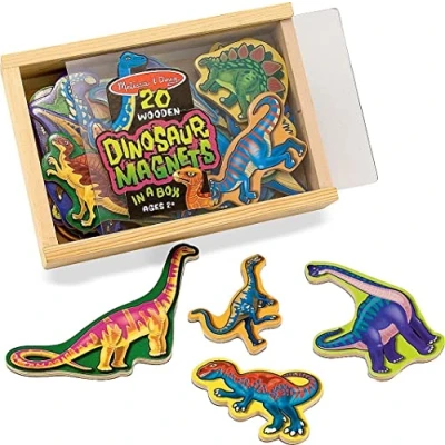 Bild av Melissa &amp; Doug Dinosaurie magneter av trä utvecklingsfrämjande leksak kognitiva färdigheter 2+ Present till pojkar eller flickor