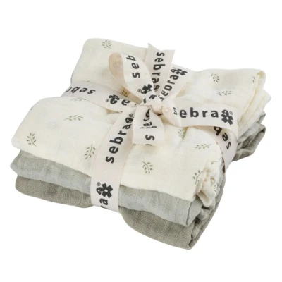 Bild av Sebra muslinfilt 3 pack, sophora leaves/mist green