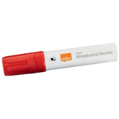 Bild av Nobo Glide Whiteboard Penna Flytande Bläck Stor Mejselspets 4/Fp Röd