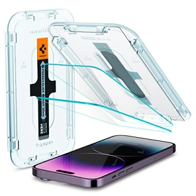 Bild av Spigen Glas.tR EZ Fit Skärmskydd kompatibel med iPhone 14 Pro Max, 2 Stycken, Sjabloon voor Installatiem, Case friendly, 9H härdat glas