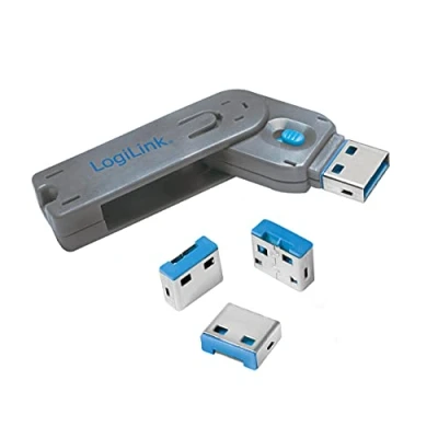Bild av LogiLink AU0043 USB port blockerare lås (1 x nyckel och 4 lås) grå