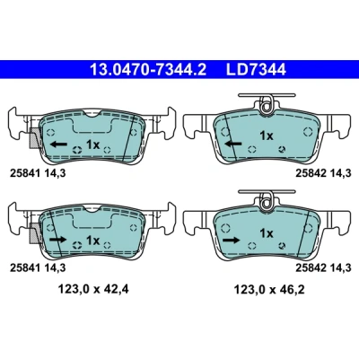 Bild av ATE 13.0470 7344.2 Jeu de plaquettes frein non préparé pour indicateur d&#039;usure, contact signal d&#039;usure exclu FORD: Fiesta 7, Mk7 Van