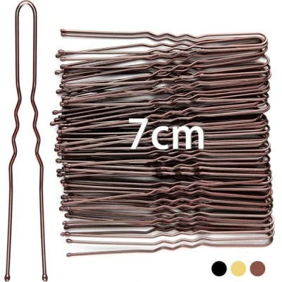 Bild av Mbsomnus 50 stycken hårnålar, 7 cm U formade hårnålar Bobby Pins metall, hårspännen hårklämmor för kvinnor flickor hårtillbehör frisörsalong (brun)