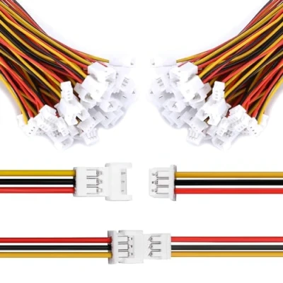 Bild av JST kontakter, Micro 1,25 mm 3 stifts hane och hona kontaktkontakt med ledningar kablar (3 stift), 20 set/förpackning (utgåva: stift)