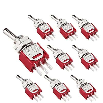 Bild av CLDIY vippströmbrytare på/en 2 position 3 stifts SPDT mini Micro AC 250 V/1,5 A 120 V/3A 10 stycken