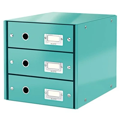 Bild av Leitz WOW Click And Store Skrivbordsbyrå, 3 Lådor, Isblå, 60480051