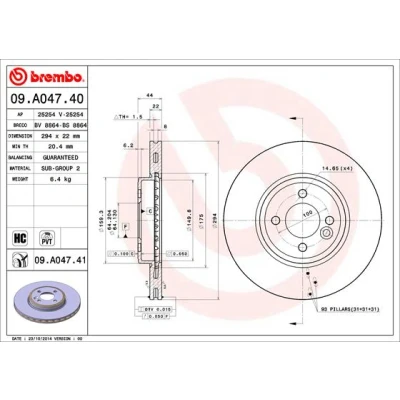Bild av BREMBO COATED DISC LINE 09.A047.41 Disque de frein 294 22 4 ventilé l&#039;intérieur revêtu à haute teneur en carbone MINI: 3/5 portes, Cabriolet
