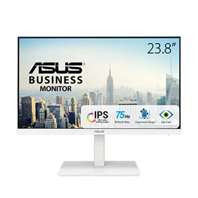 Bild av ASUS VA24EQSB W 23,8 tum FHD vit PC skärm IPS panel 16:9 75Hz 5 ms 1 920 x 1080 300cd/m² DP, HDMI, VGA och 2X USB Flicker Free blå ljusfilter Adaptive Sync högtalare