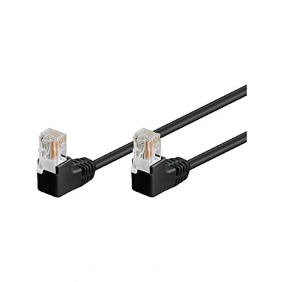 Bild av Goobay 94163 CAT 5e ensidig vinklad nätverk/Ethernet kabel, U/UTP nätverkskabel, vit; inre ledare CCA, 1 x RJ45 kontakt 90 (8P8C); meter