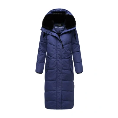 Bild av Navahoo Damvinterkappa, varm quiltad kappa, extra lång med avtagbar huva, blickfång XIV XS XXL, Blå violett,