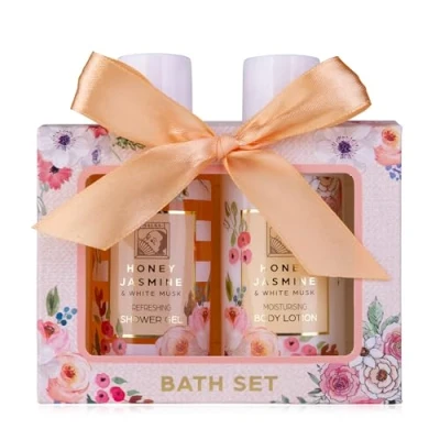 Bild av Accentra Duschset för kvinnor HONEY JASMINE i vacker presentförpackning 2 delat vårdset med duschgel och bodylotion Wellness presentset alla hjärtans dag, mors dag jul