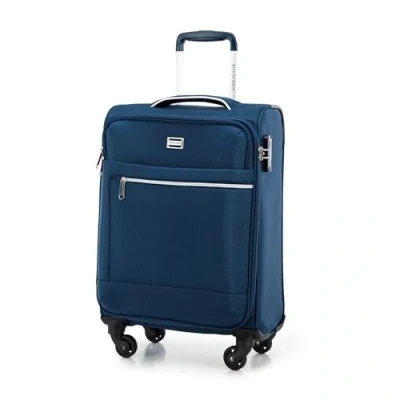 Bild av WITTCHEN MIRA Line Hytt resväska Handbagage Kabinbagage Mjukt Bagage Liten i polyester Bärhandtag Teleskopiskt handtag Fyra svängbara hjul TSA kombinationslås Storlek S Mörkblå