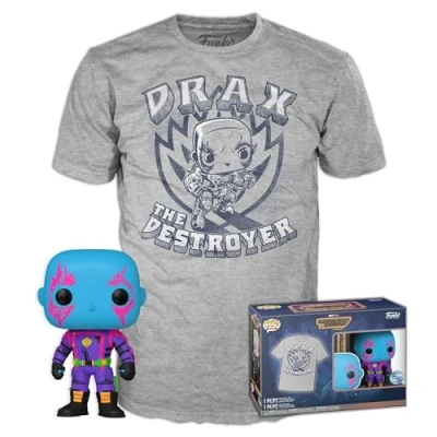 Bild av Funko Pop!&amp;Tee: Guardians Of the Galaxy Drax Large (L) Hot Christmas T shirt Kläder med samlarobjekt vinylfigur Presentidé Leksaker och kortärmad topp för vuxna, unisex män kvinnor