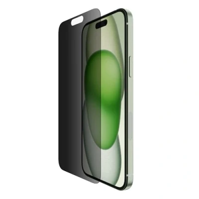 Bild av Belkin ScreenForce insynsskydd ytbehandlat skärmskydd av TemperedGlass för iPhone 15 Pro tunt och reptåligt inkluderar monteringsform applicering utan luftbubblor