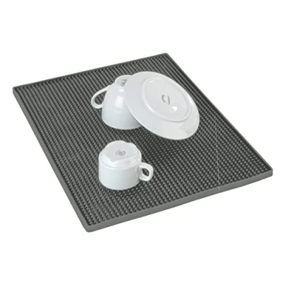 Bild av Diskmatta Maxi, extra stor gummimatta med noppstruktur för torkning av porslin och glas, diskbänksmatta högkvalitativ plast, diskmaskinssäker, 40 x 30 cm, grå